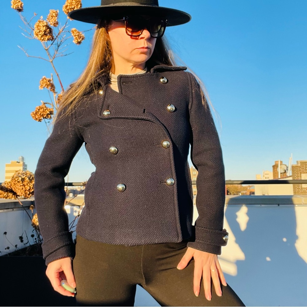 Coach 100% WOOL Gold Buttons Blazer Crop Coat